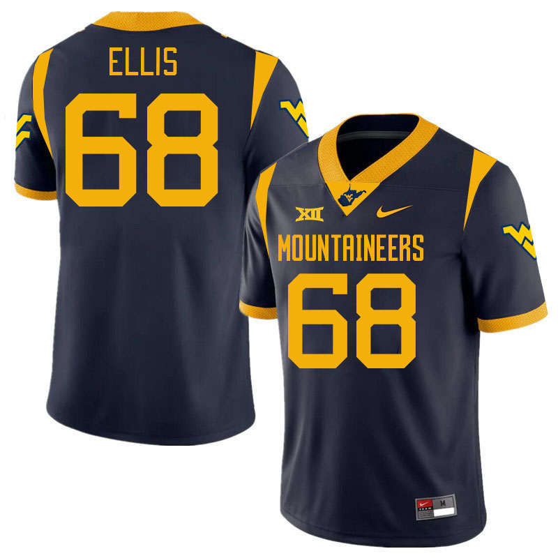 Men #68 Aiden Ellis West Virginia Mountaineers College 2024 New Uniforms Football Jerseys Stitched S